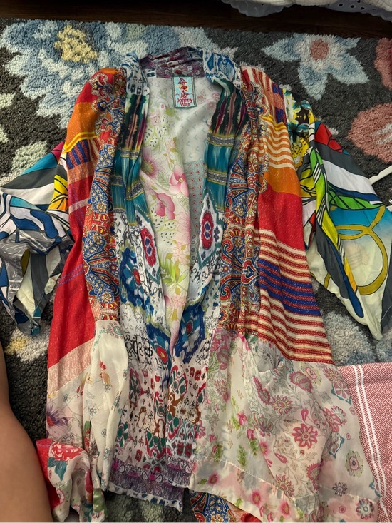 Johnny Was Sweaters - Johnny Was Multicolor Patchwork Floral Kimono - Red, Blue, Green, Yellow, Pink
